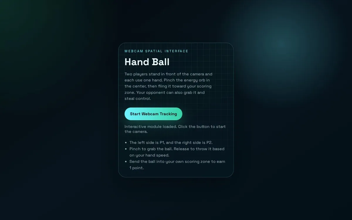 Webcam HandBall — screenshot of the AI-made game