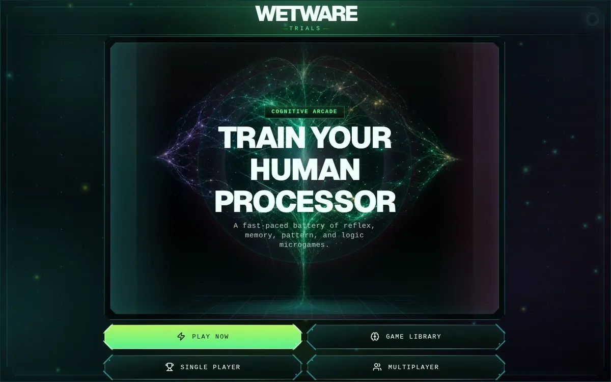 Wetware Trials — screenshot of the AI-made game