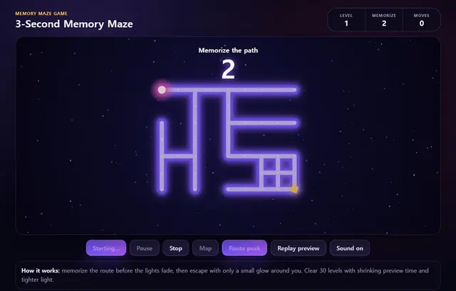 3-Second Memory Maze – AI製ゲームのスクリーンショット