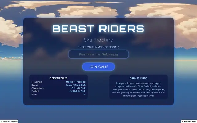 Beast Riders: Sky Fracture — captura del juego hecho con IA