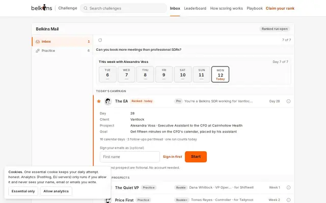 Belkins Challenge – Screenshot des KI-Spiels