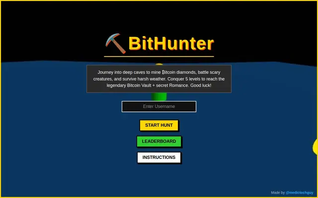 BitHunter — captura del juego hecho con IA