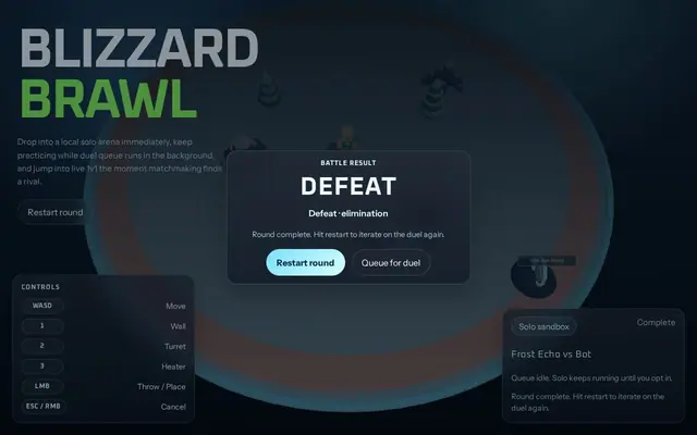 BLIZZARD BRAWL — captura de tela do jogo feito com IA