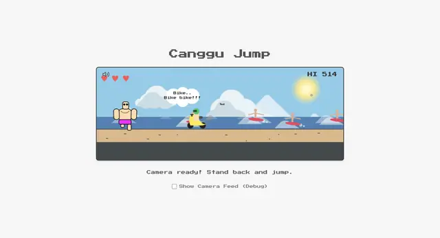 Canggu Jump — captura del juego hecho con IA