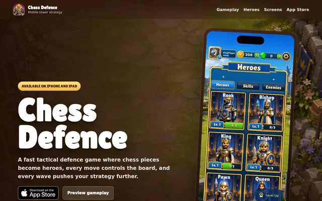 Chess Defence — captura del juego hecho con IA