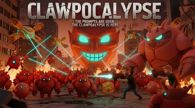 Clawpocalypse — captura de tela do jogo feito com IA