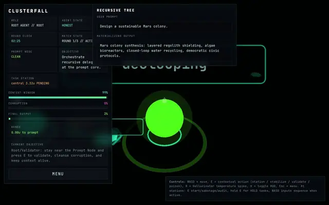 Clusterfall — captura del juego hecho con IA