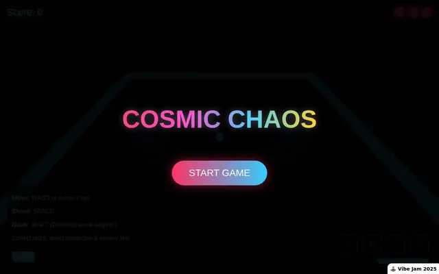 COSMIC CHAOS — capture d'écran du jeu fait avec l'IA