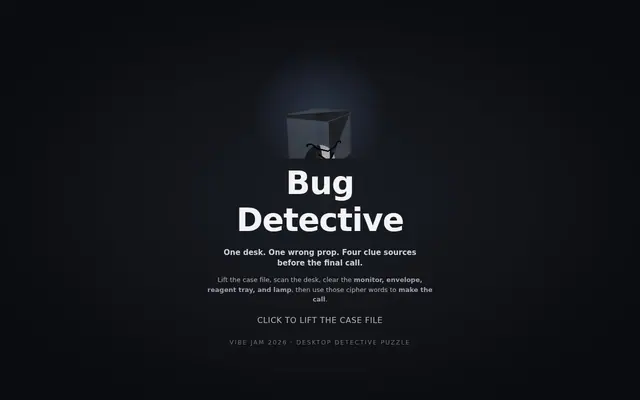 Cursor Bug Detective — captura del juego hecho con IA