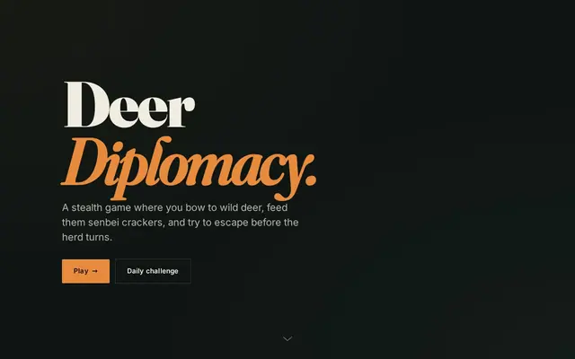 Deer Diplomacy — screenshot of the AI-made game