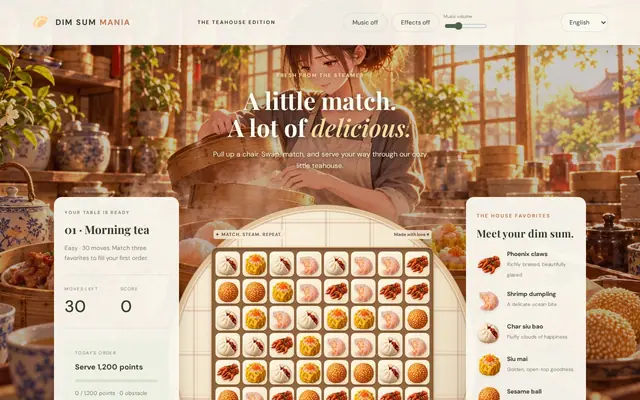 Dim Sum Mania — screenshot of the AI-made game