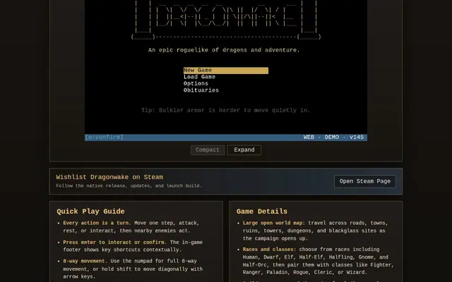Dragonwake — captura del juego hecho con IA