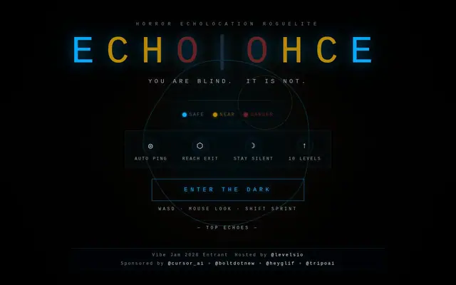 ECHO|OHCE — captura de tela do jogo feito com IA