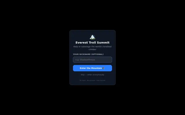 Everest Troll Summit — captura de tela do jogo feito com IA