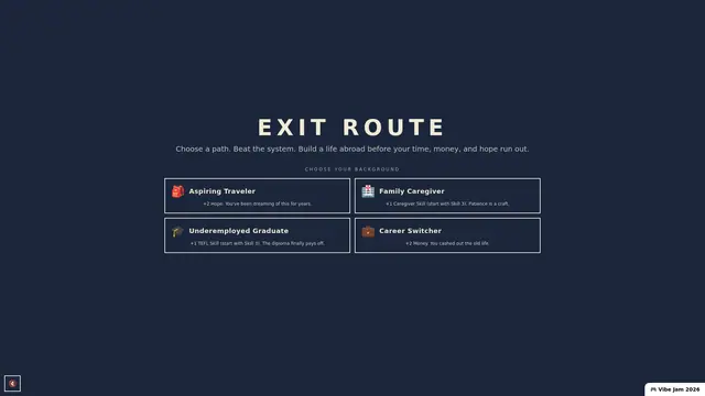 EXIT ROUTE — captura del juego hecho con IA