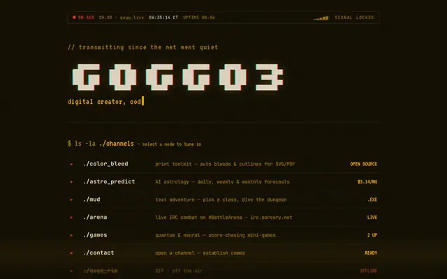gogg.live — screenshot of the AI-made game