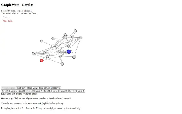 Graph Wars — captura del juego hecho con IA