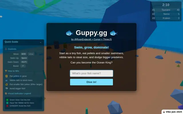 guppy.gg — captura de tela do jogo feito com IA