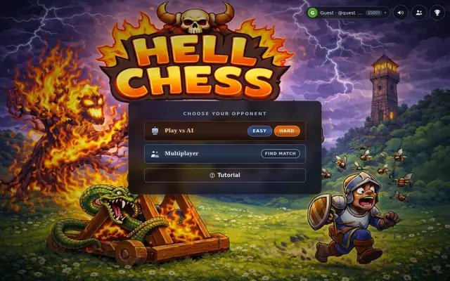 Hell Chess — captura de tela do jogo feito com IA