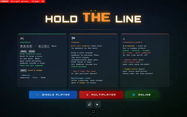 Hold the Line — captura del juego hecho con IA