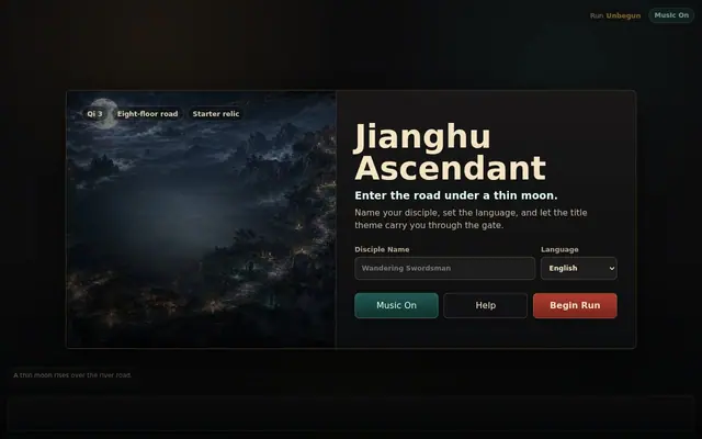 Jianghu Ascendant — captura de tela do jogo feito com IA