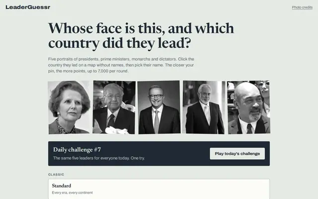 LeaderGuessr — capture d'écran du jeu fait avec l'IA