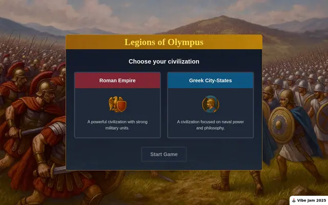 Legions of Olympus — captura del juego hecho con IA