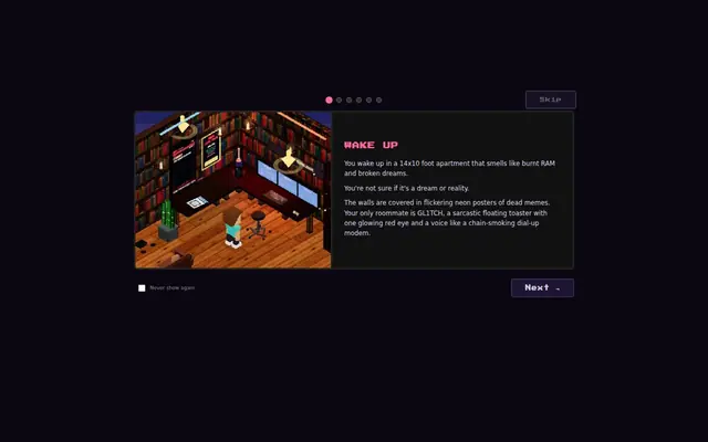 Life is Binary — captura de tela do jogo feito com IA