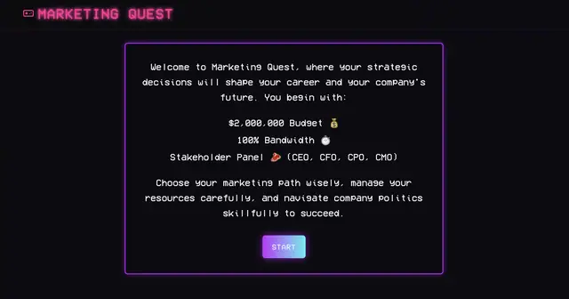 Marketing Quest – Screenshot des KI-Spiels