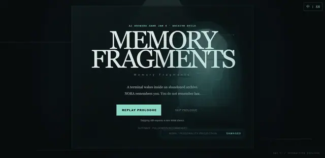 Memory Fragments – Screenshot des KI-Spiels