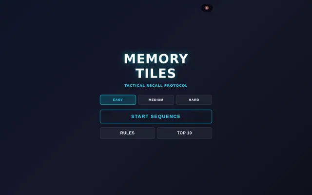 Memory Tiles — captura de tela do jogo feito com IA