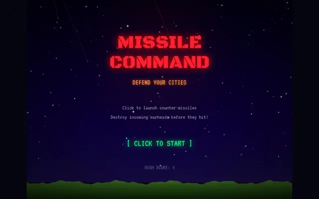 Missile Command — captura del juego hecho con IA