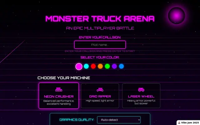 Monster Truck Arena — captura del juego hecho con IA