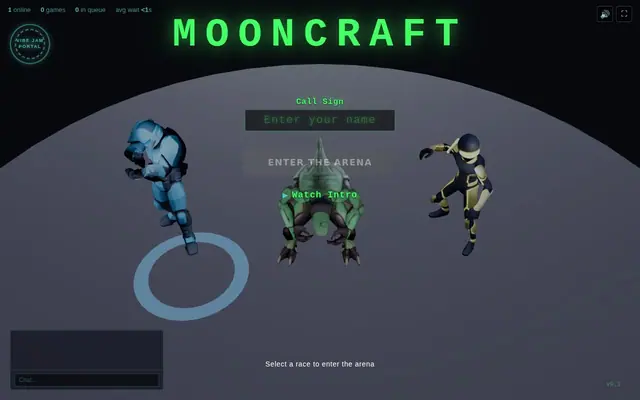MoonCraft — screenshot of the AI-made game
