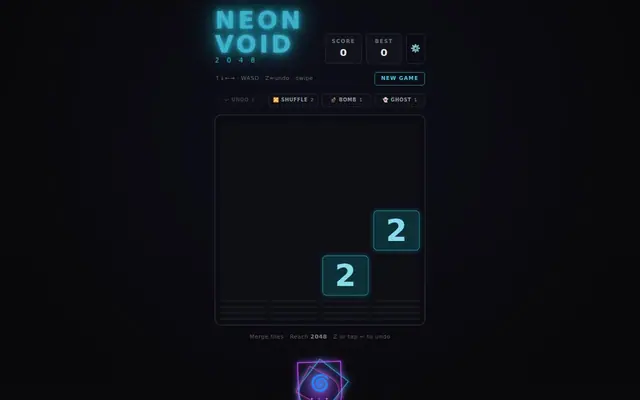 Neon Void 2048 — screenshot of the AI-made game