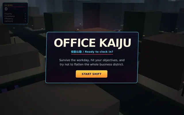 Office Kaiju — captura del juego hecho con IA