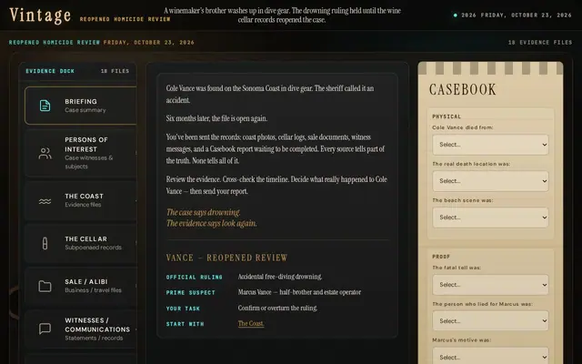 open case — captura del juego hecho con IA