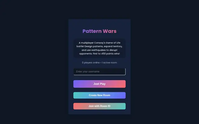 Pattern Wars — captura del juego hecho con IA