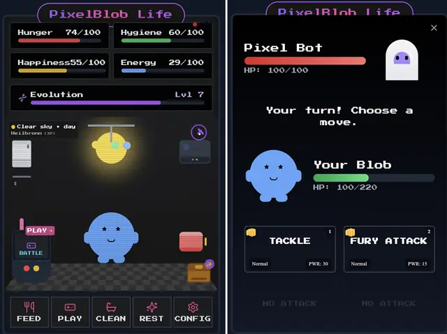 PixelBlob Life – Screenshot des KI-Spiels