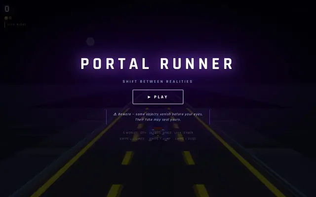Portal-Runner — captura de tela do jogo feito com IA