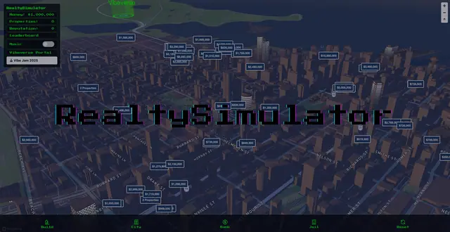 RealtySimulator — captura del juego hecho con IA