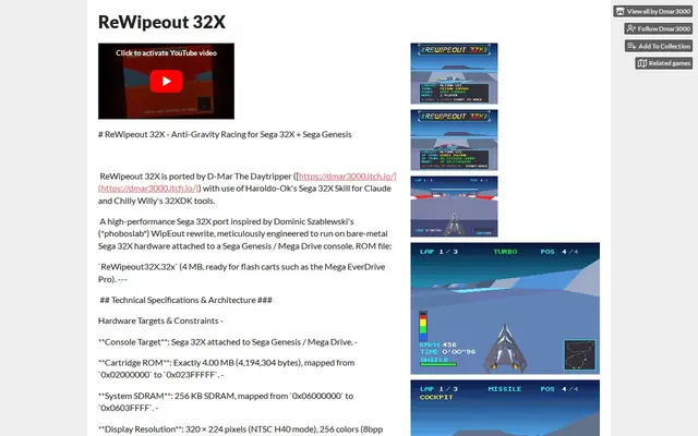 ReWipeout 32X — captura del juego hecho con IA