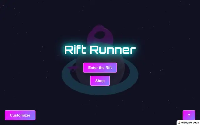 Rift Runner — screenshot of the AI-made game