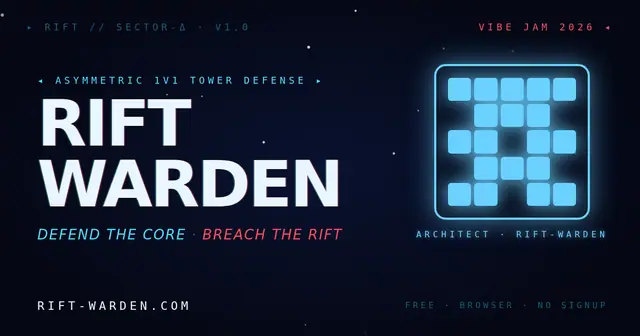 Rift Warden — captura del juego hecho con IA