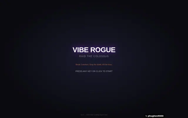 Rogue Vibe — captura del juego hecho con IA