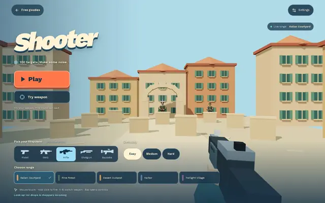 Shooter — captura del juego hecho con IA