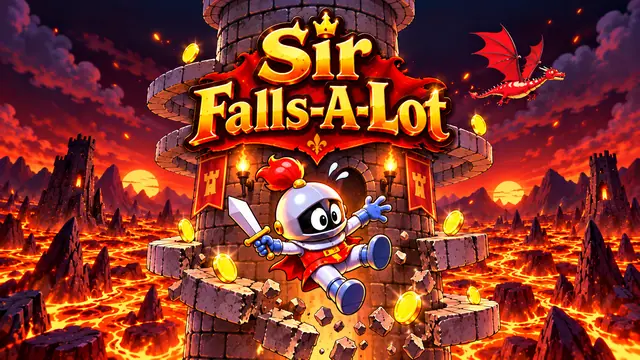 Sir Falls-A-Lot — captura de tela do jogo feito com IA