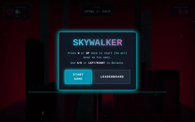 SKY WALKER — captura del juego hecho con IA