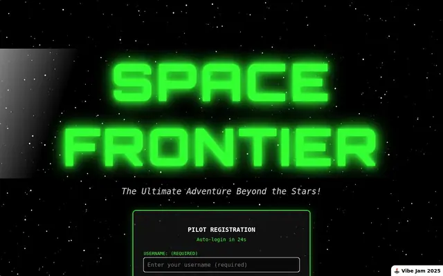 Space Frontier — captura del juego hecho con IA