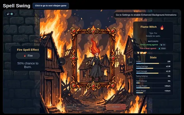 Spell Swing — captura del juego hecho con IA